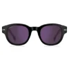 Schwarze Acetat-Sonnenbrille mit violetten Gläsern