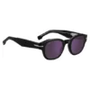 Schwarze Acetat-Sonnenbrille mit violetten Gläsern