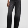 Schwarze Ballon-Jeans aus festem Denim