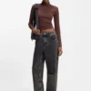 Schwarze Jeans in lockerer Passform aus festem Denim