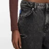 Schwarze Jeans in lockerer Passform aus festem Denim