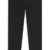 Schwarze Jeans mit schmal zulaufender Passform aus Denim mit Narbeneffekt