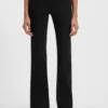 Schwarze Jeans mit weitem Bein aus Stretch-Denim