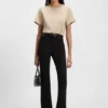 Schwarze Jeans mit weitem Bein aus Stretch-Denim