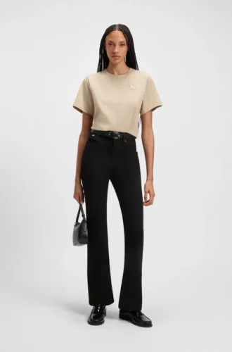 Schwarze Jeans mit weitem Bein aus Stretch-Denim