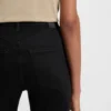 Schwarze Jeans mit weitem Bein aus Stretch-Denim