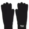 Schwarze Kinderhandschuhe mit Logo-Detail