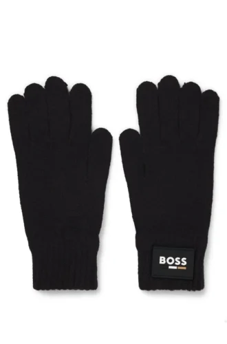 Schwarze Kinderhandschuhe mit Logo-Detail