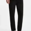 Schwarze, konisch zulaufende Jeans aus Stretch-Denim