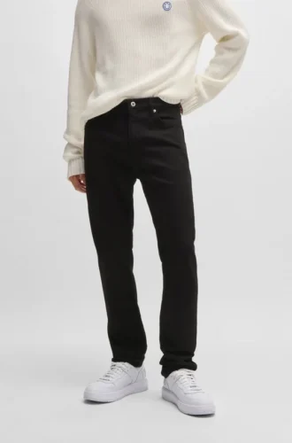 Schwarze Slim-Fit-Jeans aus Stretch-Denim