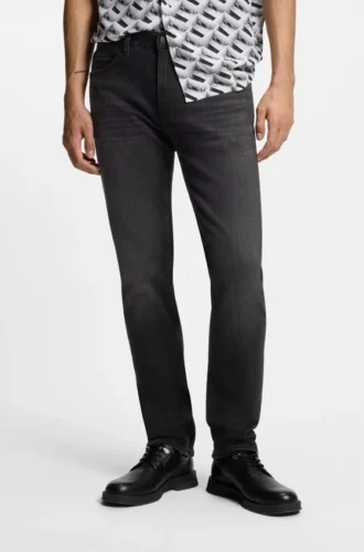 Schwarze Slim-Fit-Jeans aus Stretch-Denim