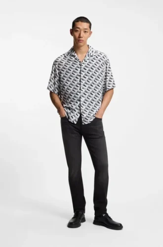Schwarze Slim-Fit-Jeans aus Stretch-Denim