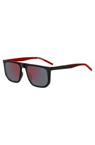 Schwarze Sonnenbrille aus Acetat mit zweifarbigen Bügelenden