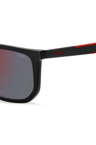 Schwarze Sonnenbrille aus Acetat mit zweifarbigen Bügelenden