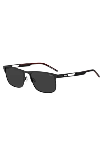 Schwarze Sonnenbrille mit Logo aus Gummi