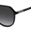Schwarze Sonnenbrille mit metallischen Logo-Akzenten
