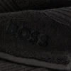 Schwarzes Badetuch mit tonalem Logo aus ägäischer Baumwolle Schwarzes Badetuch mit tonalem Logo aus ägäischer Baumwolle