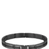 Schwarzes, gestreiftes Armband aus Edelstahl mit Logo-Verschluss