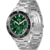 Sealiner Chronographenuhr in Silbertönen mit grünem Zifferblatt