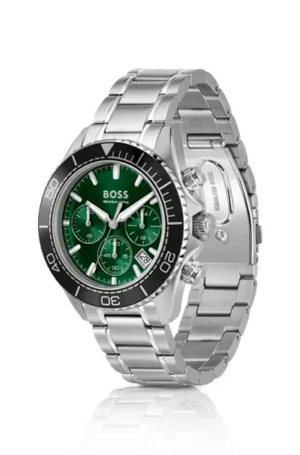 Sealiner Chronographenuhr in Silbertönen mit grünem Zifferblatt