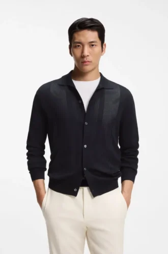Seiden-Strickjacke mit Mesh-Einsätzen