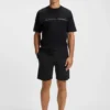 Shorts aus Baumwoll-Frottee mit Logo und Streifen