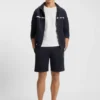 Shorts aus Baumwoll-Frottee mit Logo und Streifen