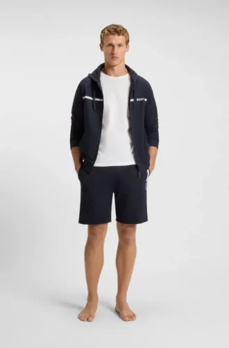 Shorts aus Baumwoll-Frottee mit Logo und Streifen