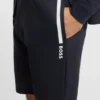 Shorts aus Baumwoll-Frottee mit Logo und Streifen