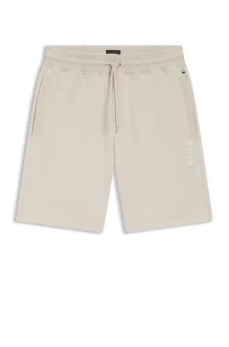 Shorts aus Baumwollfrottee mit Kettenstich-Logo