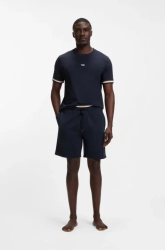 Shorts aus Baumwollfrottee mit Logo-Print