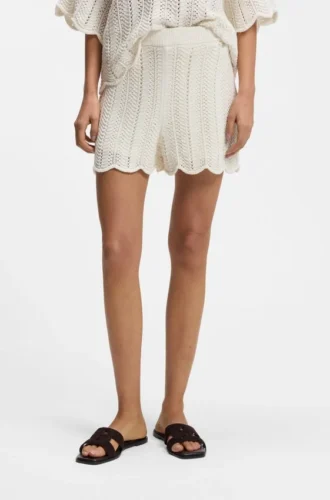 Shorts aus Baumwollmischgewebe mit Wellenstruktur