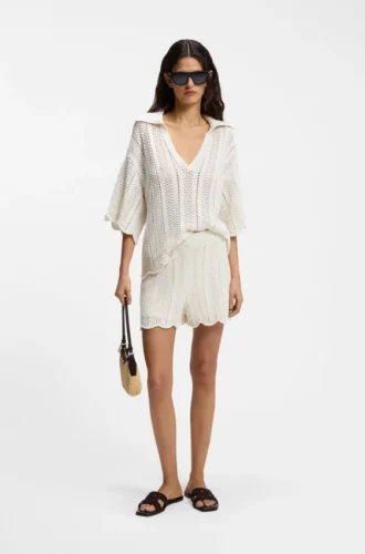 Shorts aus Baumwollmischgewebe mit Wellenstruktur