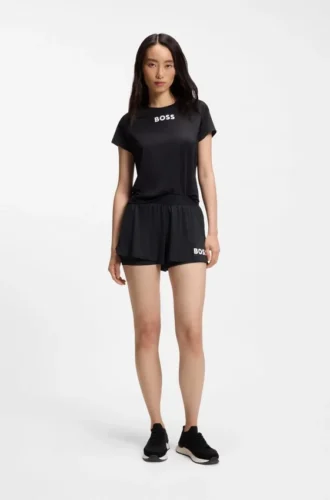 Shorts aus Stretch-Jersey mit kontrastierendem Logo