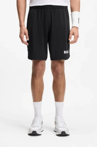 Shorts aus Stretch-Jersey mit Logo und verdecktem Kordelzug