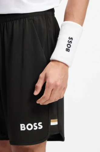 Shorts aus Stretch-Jersey mit Logo und verdecktem Kordelzug