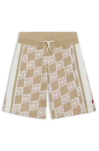 Shorts für Kinder aus Baumwollmischung mit gestapeltem Logo-Print