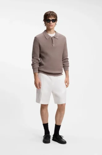 Shorts mit geradem Schnitt aus einer Leinenmischung
