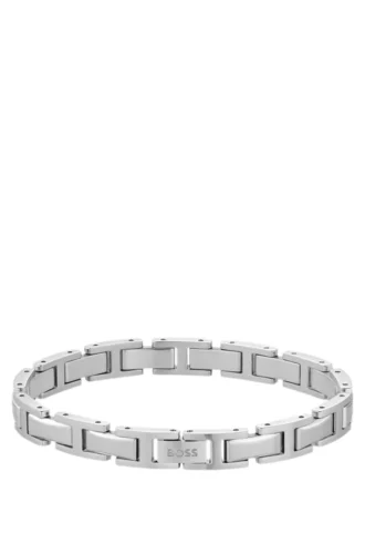 Silberfarbene H-Glieder-Armband mit Logo-Verschluss