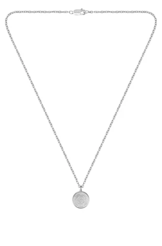 Silberfarbene Halskette mit Double-B-Monogramm-Anhänger