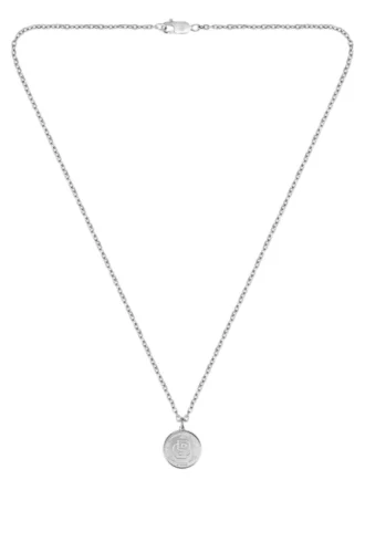 Silberfarbene Halskette mit Double-B-Monogramm-Anhänger