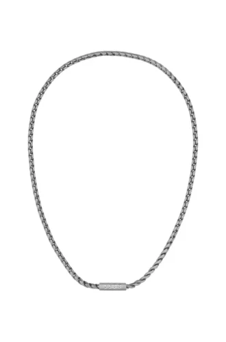 Silberfarbene Halskette mit geflochtener Kette