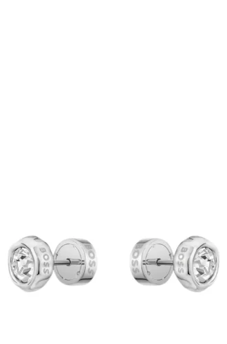 Silberfarbene Ohrstecker mit Kristallkern