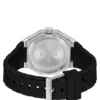 Silberfarbene Uhr mit Silikonarmband mit Logo