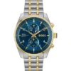 SKYTRAVELLER Zweifarbige Chronographenuhr mit blauem Zifferblatt