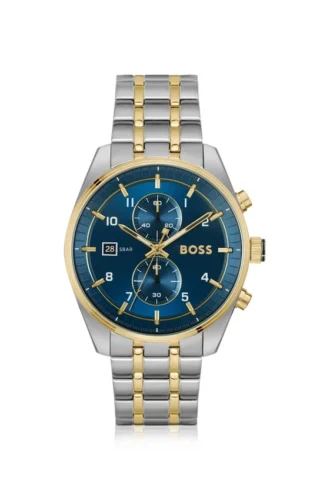 SKYTRAVELLER Zweifarbige Chronographenuhr mit blauem Zifferblatt