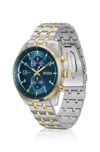 SKYTRAVELLER Zweifarbige Chronographenuhr mit blauem Zifferblatt