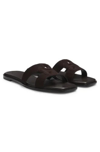 Slides aus Wildleder mit aufgesticktem Double-B-Monogramm