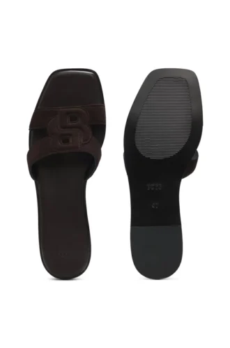 Slides aus Wildleder mit aufgesticktem Double-B-Monogramm