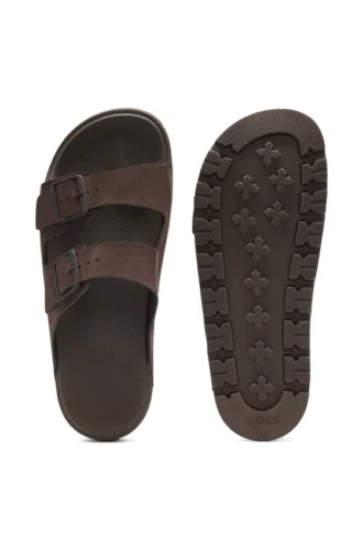 Slides mit zwei Riemen und Marken-Schnallen